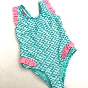 Mermaid print and ruffle swim suit (18 months)